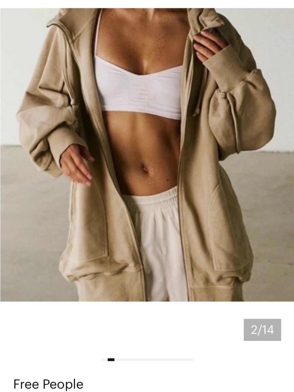 FP Movement by Free People - Tan Headliner Lines Zip Up Hoodie - Picture 3 of 12